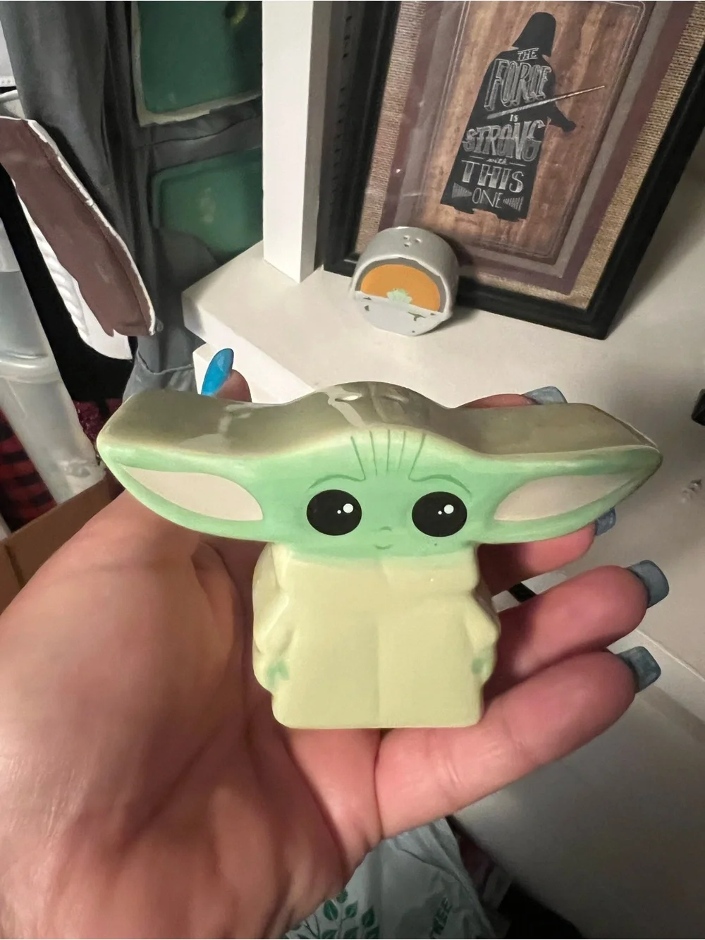 Green Ceramic Baby Yoda/Grogu Salt and Pepper Shakers